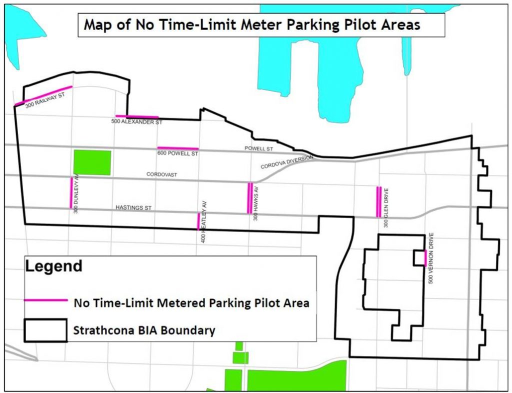 MAP of no time-limit metered parking